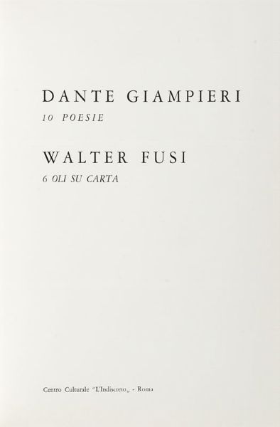 DANTE GIAMPIERI : 10 Poesie.  - Asta 	Libri, autografi e manoscritti - Associazione Nazionale - Case d'Asta italiane