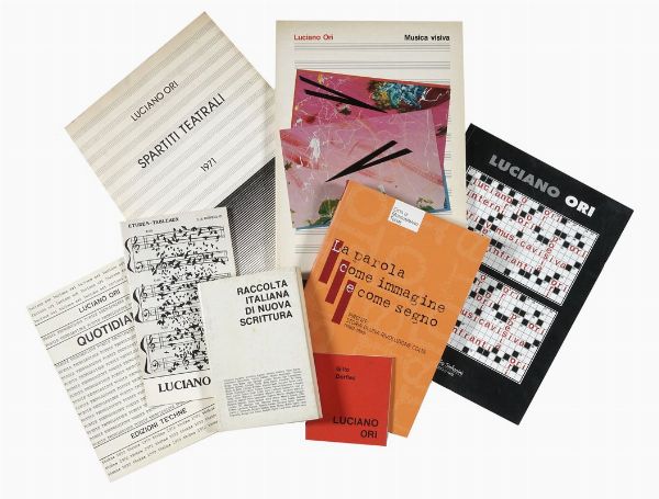LUCIANO ORI : Raccolta di 10 opere di e su Luciano Ori e la Poesia Visiva.  - Asta 	Libri, autografi e manoscritti - Associazione Nazionale - Case d'Asta italiane