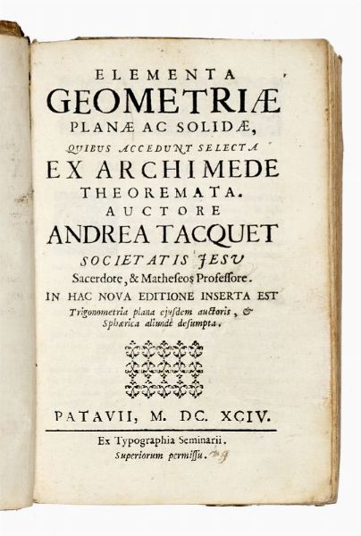 GUIDO GRANDI : Instituzioni delle sezioni coniche...  - Asta 	Libri, autografi e manoscritti - Associazione Nazionale - Case d'Asta italiane