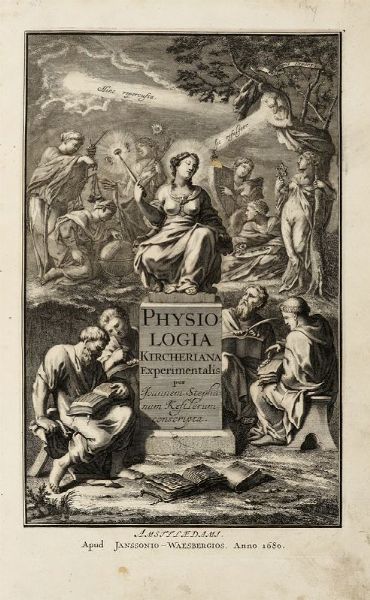 ATHANASIUS KIRCHER : Physiologia Kircheriana experimentalis, qua summa argumentorum multitudine & varietate naturalium rerum scientia per experimenta physica, mathematica, medica, chymica, musica, magnetica, mechanica comprobatur atque stabilitur.  - Asta 	Libri, autografi e manoscritti - Associazione Nazionale - Case d'Asta italiane