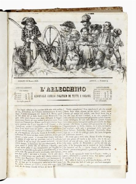 L'Arlecchino giornale comico politico di tutti i colori.  - Asta 	Libri, autografi e manoscritti - Associazione Nazionale - Case d'Asta italiane
