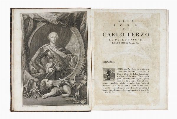 OTTAVIO ANTONIO BAIARDI : Antichit di Ercolano. Catalogo degli antichi monumenti; Le pitture antiche d'Ercolano. Tomo primo (-quarto); De' Bronzi d'Ercolano. Tomo primo (-secondo).  - Asta 	Libri, autografi e manoscritti - Associazione Nazionale - Case d'Asta italiane