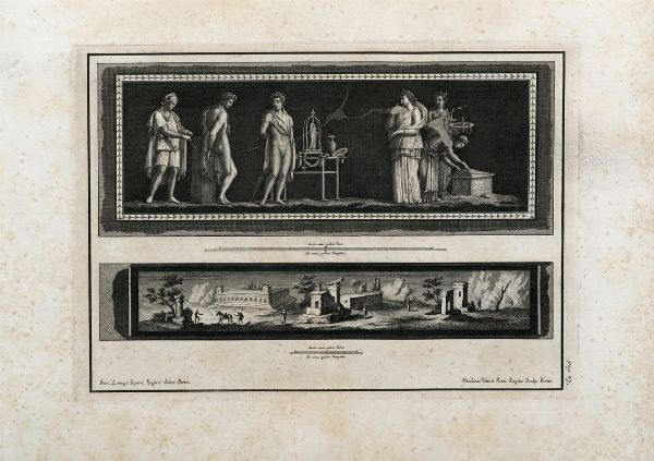 OTTAVIO ANTONIO BAIARDI : Antichit di Ercolano. Catalogo degli antichi monumenti; Le pitture antiche d'Ercolano. Tomo primo (-quarto); De' Bronzi d'Ercolano. Tomo primo (-secondo).  - Asta 	Libri, autografi e manoscritti - Associazione Nazionale - Case d'Asta italiane