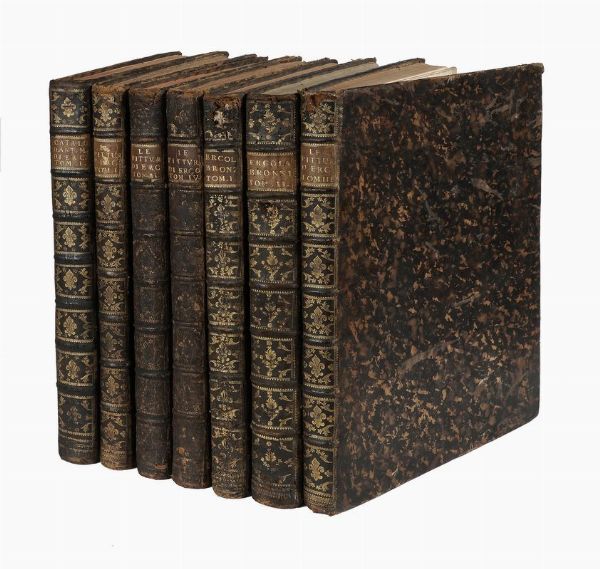 OTTAVIO ANTONIO BAIARDI : Antichit di Ercolano. Catalogo degli antichi monumenti; Le pitture antiche d'Ercolano. Tomo primo (-quarto); De' Bronzi d'Ercolano. Tomo primo (-secondo).  - Asta 	Libri, autografi e manoscritti - Associazione Nazionale - Case d'Asta italiane
