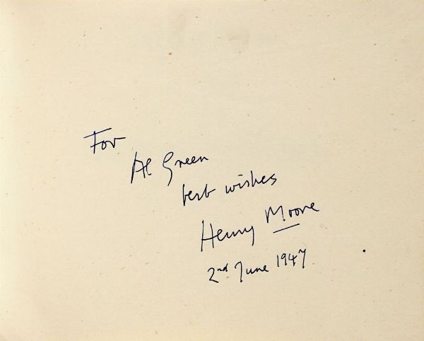 Henry Moore : Dedica autografa su catalogo.  - Asta 	Libri, autografi e manoscritti - Associazione Nazionale - Case d'Asta italiane