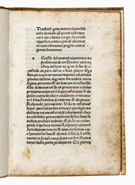 BARTOLO DA SASSOFERRATO : Tractatus procuratoris editus sub nomine diaboli.  - Asta 	Libri, autografi e manoscritti - Associazione Nazionale - Case d'Asta italiane