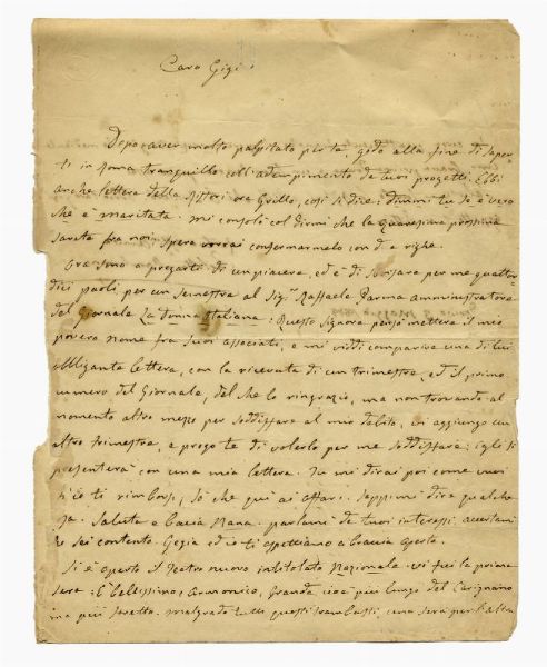 SILVIO PELLICO : Al Sole. Poesia autografa firmata applicata su libro Mes Prisons Mmoires de Silvio Pellico. Bruxelles, Socit des Beaux-Arts 1839.  - Asta 	Libri, autografi e manoscritti - Associazione Nazionale - Case d'Asta italiane