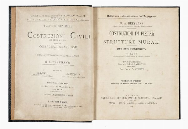 NICOLA CAVALIERI SAN-BERTOLO : Istituzioni di architettura statica e idraulica [...] volume primo (-secondo).  - Asta 	Libri, autografi e manoscritti - Associazione Nazionale - Case d'Asta italiane