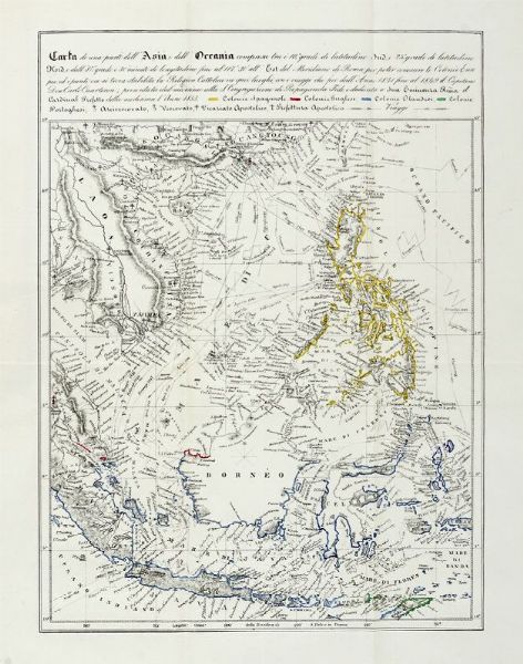 CARLOS CUARTERON : Spiegazione e traduzione dei XIV quadri relativi alle isole di Salibaboo, Talaor, Sanguey, Nanuse, Mindanao, Celebes...  - Asta 	Libri, autografi e manoscritti - Associazione Nazionale - Case d'Asta italiane