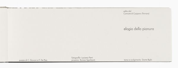 CORRADO GOVONI : Elogio della pianura [...] fotografia Luciano Ferri.  - Asta 	Libri, autografi e manoscritti - Associazione Nazionale - Case d'Asta italiane