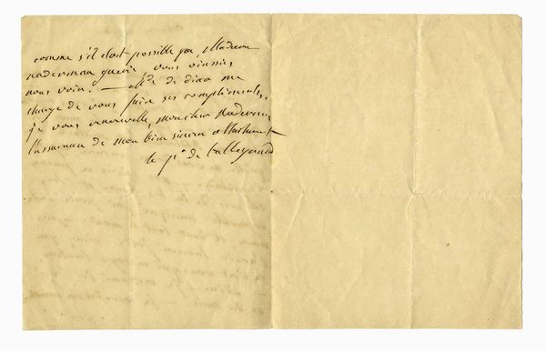 CHARLES MAURICE TALLEYRAND-P�RIGORD CHARLES MAURICE : Lettera autografa firmata.  - Asta 	Libri, autografi e manoscritti - Associazione Nazionale - Case d'Asta italiane