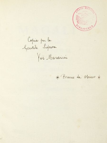FRDRIC MISTRAL : Magal. Dal provenzale [...]. Nuova traduzione di Mario Chini. Per la musica italiana di Oswaldo Minervini e per le silografie di Bruno da Osimo.  - Asta 	Libri, autografi e manoscritti - Associazione Nazionale - Case d'Asta italiane