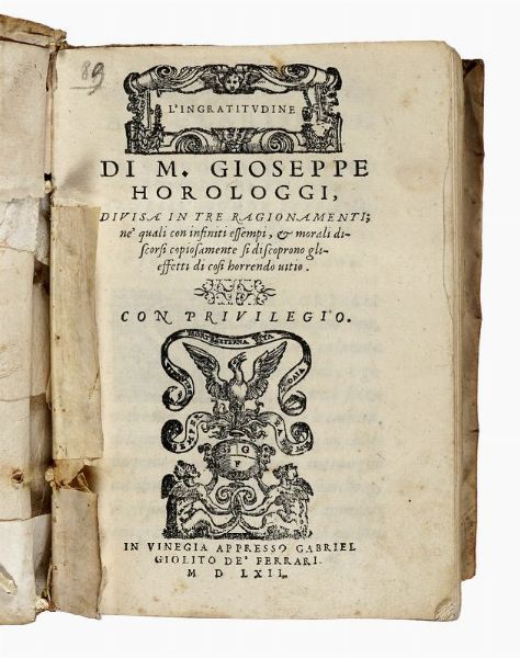 GIUSEPPE OROLOGI : L'ingratitudine.  - Asta 	Libri, autografi e manoscritti - Associazione Nazionale - Case d'Asta italiane