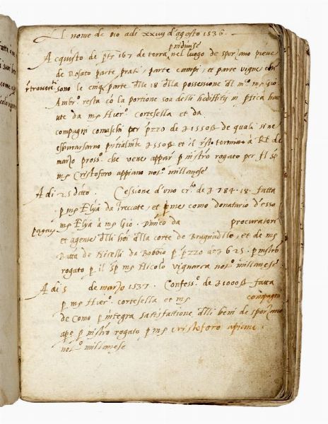 Bastardello del casato lombardo dei Della Porta.  - Asta 	Libri, autografi e manoscritti - Associazione Nazionale - Case d'Asta italiane