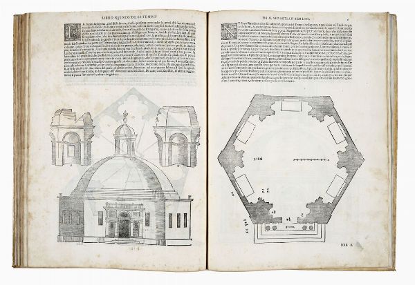 SEBASTIANO SERLIO : Il terzo libro [...] nel qual si figurano, e descrivono le antiquita di Roma, e le altre che sono in Italia, e fuori d'Italia.  - Asta 	Libri, autografi e manoscritti - Associazione Nazionale - Case d'Asta italiane