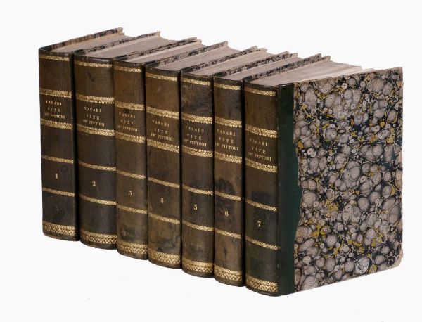 Giorgio Vasari : Vite de' pi eccellenti pittori scultori ed architetti [...]. Tomo primo (-settimo).  - Asta 	Libri, autografi e manoscritti - Associazione Nazionale - Case d'Asta italiane