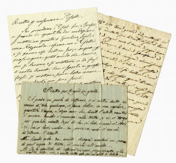 Raccolta di 11 manoscritti contenenti ricette di cucina e altre curiosit.  - Asta 	Libri, autografi e manoscritti - Associazione Nazionale - Case d'Asta italiane