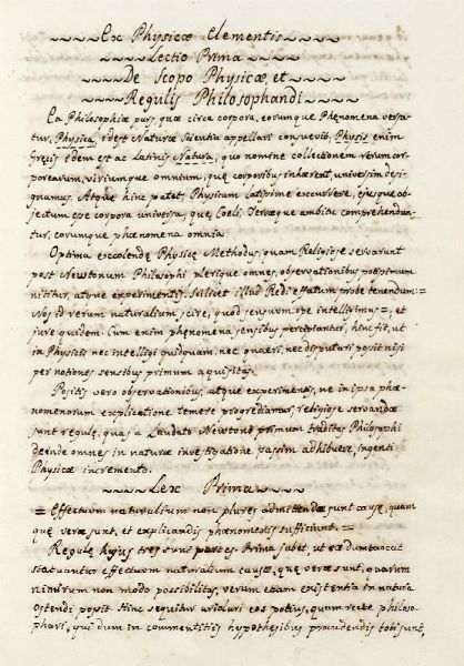 Ex Physicae Elementis.  - Asta 	Libri, autografi e manoscritti - Associazione Nazionale - Case d'Asta italiane