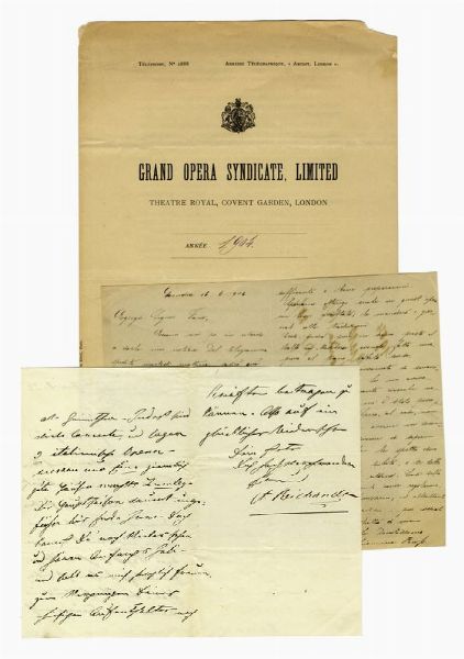 Raccolta di 161 tra lettere, biglietti, cartoline e contratti  di cantanti lirici.  - Asta 	Libri, autografi e manoscritti - Associazione Nazionale - Case d'Asta italiane