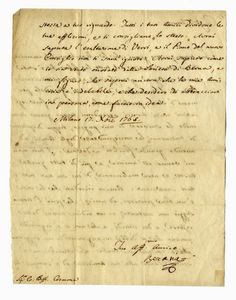 CESARE BECCARIA - Lettera manoscritta con firma autografa.