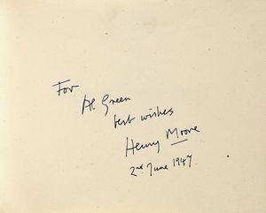 Henry Moore - Dedica autografa su catalogo.