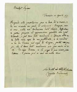 IPPOLITO PINDEMONTE - Lettera autografa firmata.