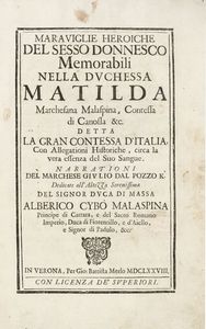 GIULIO DAL POZZO - Maraviglie heroiche del sesso donnesco memorabili nella Duchessa Matilda Marchesana Malspina, Contessa di Canossa...