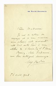 AUGUSTE RODIN - Lettera autografa firmata.