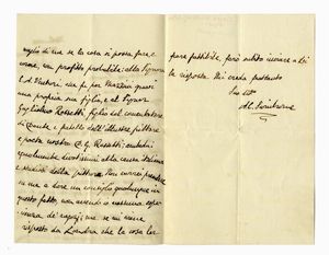 ALGERNON CHARLES SWINBURNE - Lettera autografa firmata.
