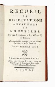 NICOLAS LENGLET DU FRESNOY - Trait historique et dogmatique sur les apparitions, les visions & les rvlations particulires.  Tome premier (-second).