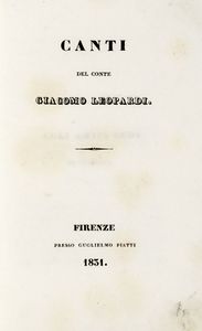 GIACOMO LEOPARDI - Canti.