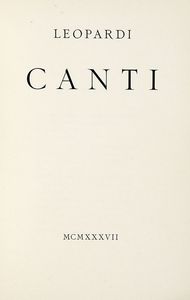 GIACOMO LEOPARDI - Canti.