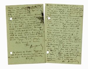 GIUSEPPE UNGARETTI - 2 cartoline postali autografe firmate, spedite ad Enrico Pea, ad Alessandria di Egitto.