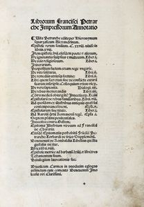Francesco Petrarca - Librorum Francisci Petrarche impressorum annotatio.