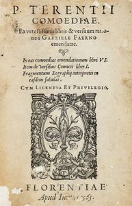 PUBLIUS TERENTIUS AFER - Comoediae. Ex vetustissimis libris & versuum ratione a Gabriele Faerno emendatae.