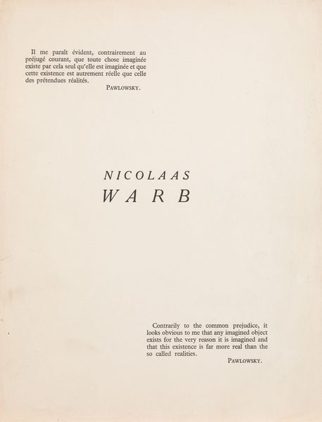 Nicolaas Warb : Senza titolo  - Asta Grafiche e Multipli del XX secolo - Associazione Nazionale - Case d'Asta italiane