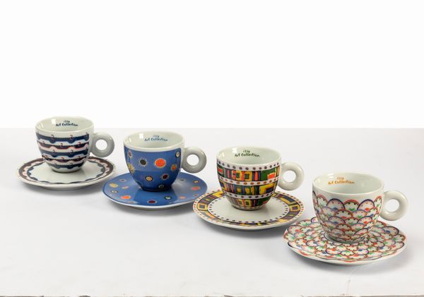 Set composto da 4 tazze da cappuccino  - Asta Grafiche e Multipli del XX secolo - Associazione Nazionale - Case d'Asta italiane