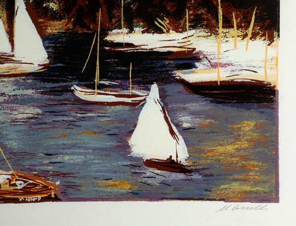 MICHELE CASCELLA : Paesaggio con barche  - Asta Grafiche e Multipli del XX secolo - Associazione Nazionale - Case d'Asta italiane