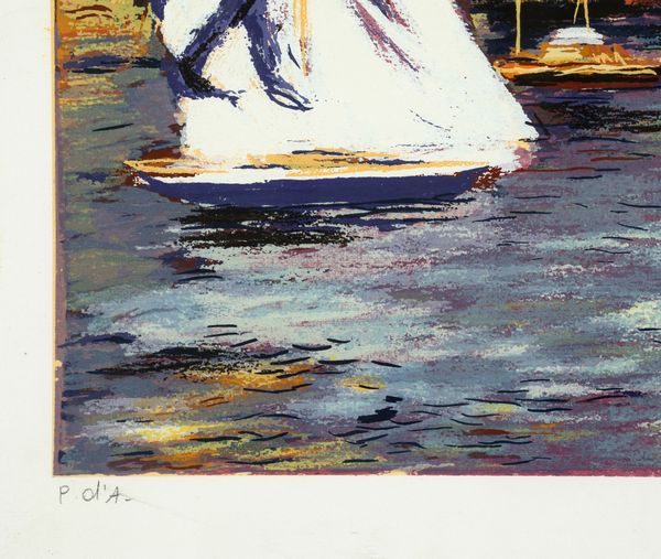 MICHELE CASCELLA : Paesaggio con barche  - Asta Grafiche e Multipli del XX secolo - Associazione Nazionale - Case d'Asta italiane