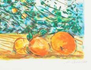 MICHELE CASCELLA : Natura morta con vaso di fiori  - Asta Grafiche e Multipli del XX secolo - Associazione Nazionale - Case d'Asta italiane