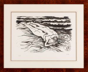 Renato Guttuso : Senza titolo (Corpi distesi)  - Asta Grafiche e Multipli del XX secolo - Associazione Nazionale - Case d'Asta italiane