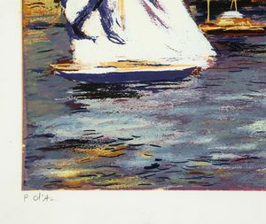 MICHELE CASCELLA : Paesaggio con barche  - Asta Grafiche e Multipli del XX secolo - Associazione Nazionale - Case d'Asta italiane