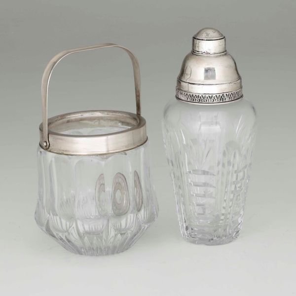 Insieme di portaghiaccio e sheker in vetro molato e argento, Italia XX secolo  - Asta Argenti - Associazione Nazionale - Case d'Asta italiane