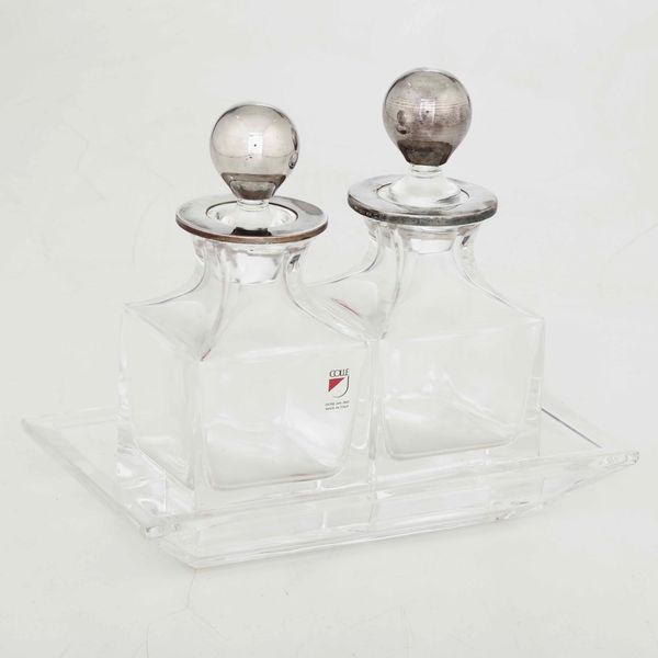 Oliera in vetro molato con finiture in argento sterling. Argenteria fiorentina del XX-XXI secolo  - Asta Argenti - Associazione Nazionale - Case d'Asta italiane