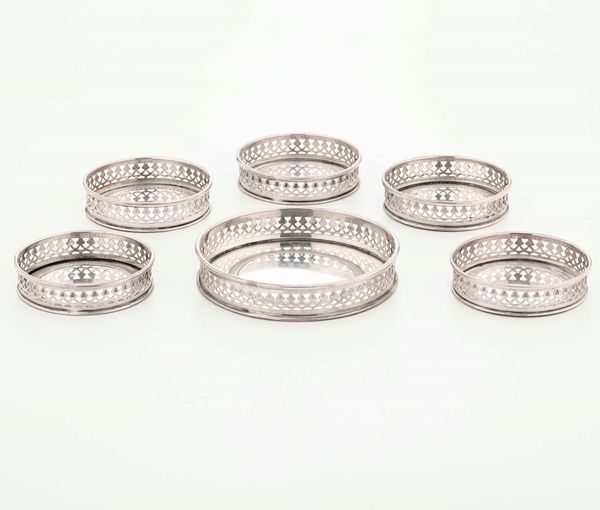 Lotto di sei sottobicchieri in argento. Argenteria italiana del XX secolo (Lombardia?)  - Asta Argenti - Associazione Nazionale - Case d'Asta italiane