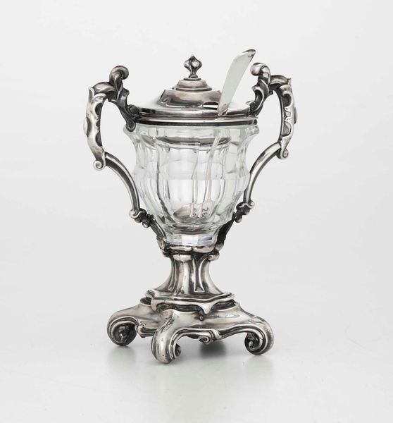 Senapiera in argento e vetro. Argenteria francese del XIX secolo  - Asta Argenti - Associazione Nazionale - Case d'Asta italiane