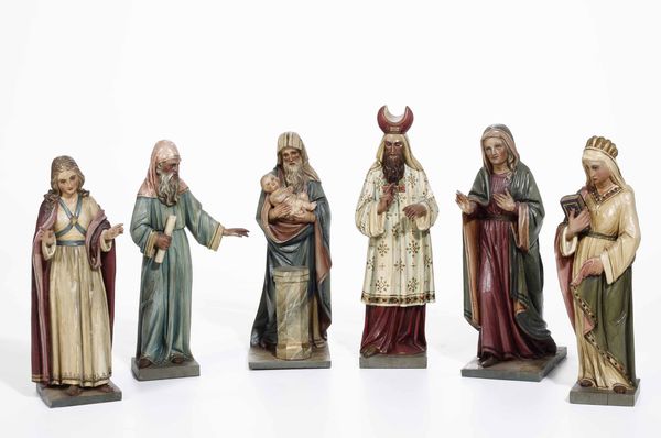 Presentazione di Ges� al Tempio. Legno scolpito e dipinto. Italia del Nord o Tirolo XIX-XX secolo  - Asta Scultura - Associazione Nazionale - Case d'Asta italiane