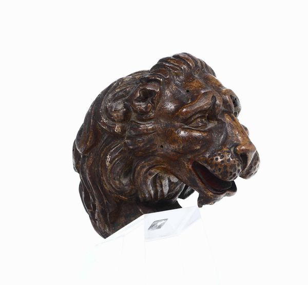 Testa di leone in legno. Intagliatore del XIX secolo  - Asta Scultura - Associazione Nazionale - Case d'Asta italiane