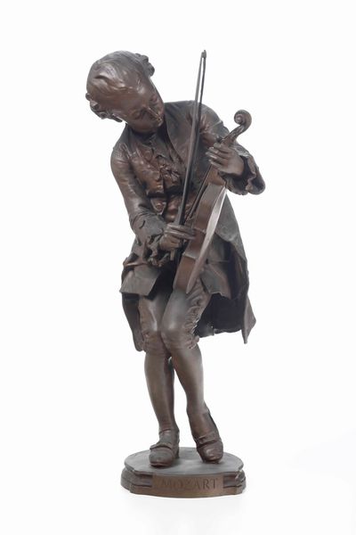 Scultura in bronzo di violinista. Fonditore del XX secolo  - Asta Scultura - Associazione Nazionale - Case d'Asta italiane