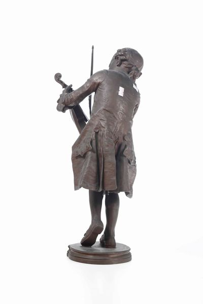 Scultura in bronzo di violinista. Fonditore del XX secolo  - Asta Scultura - Associazione Nazionale - Case d'Asta italiane